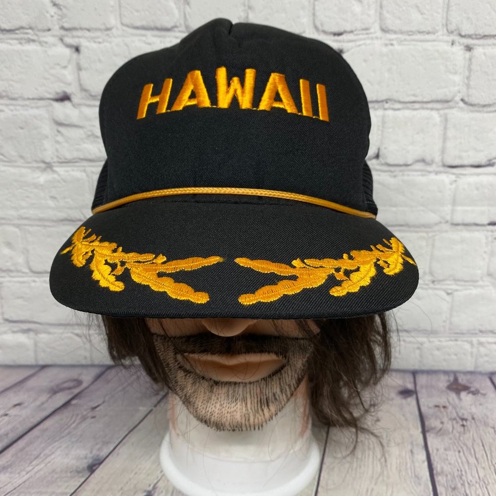 Vintage Hawaii Trucker hat Mesh Cap Leaf Snapback Fits Youth and Small Adults